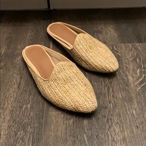 Straw slip on shoes